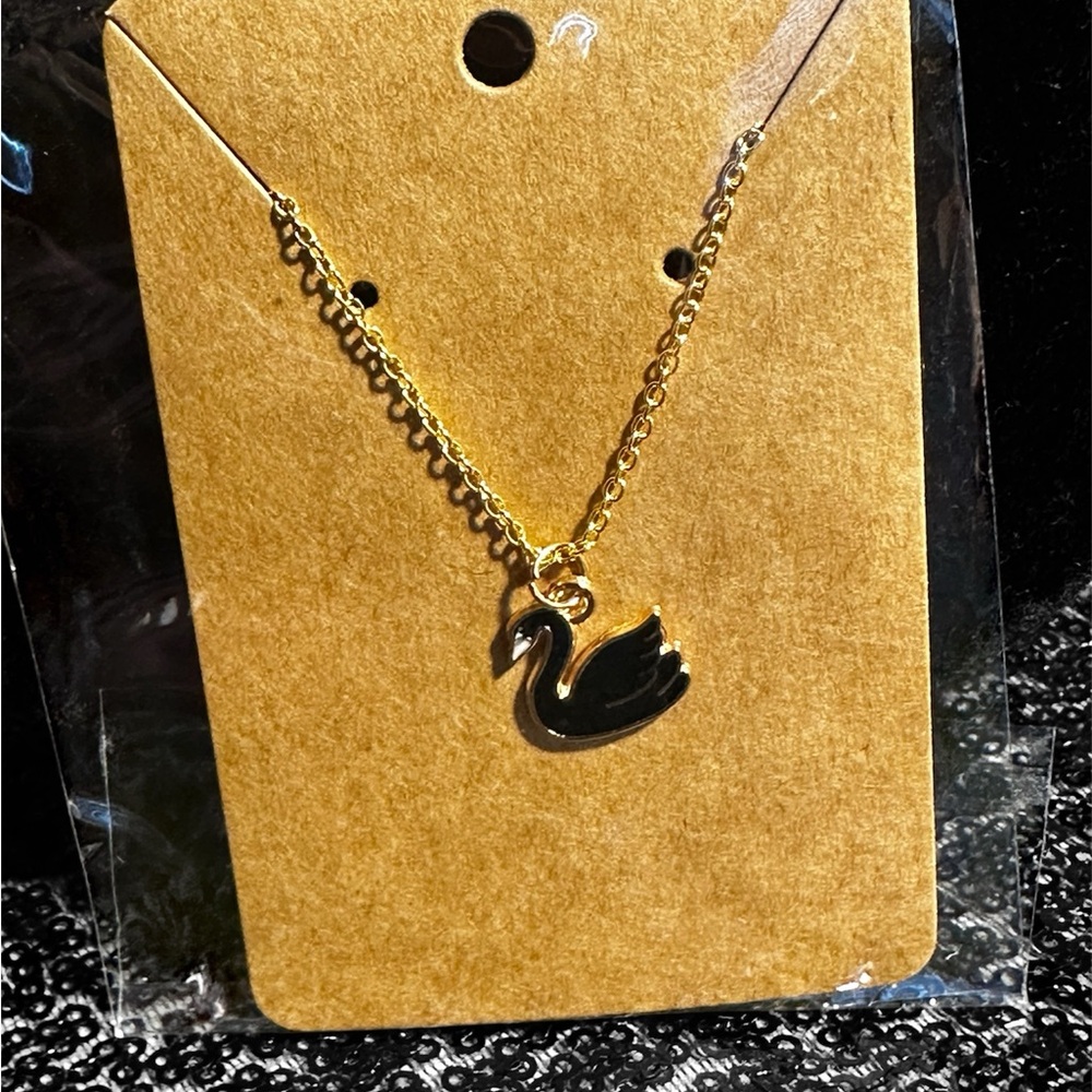 Elegant Gold Swan Pendant Necklace